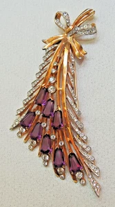 Broche Clip Ramo Floral Enorme De Colección Raro R DeROSA Firmado Decoración Púrpura 263ky - Imagen 1 de 2