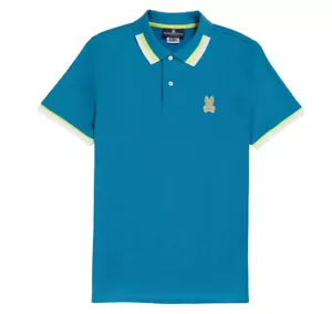 Psycho Bunny Mens Polo Shirt Pisani Contrast Colour Detailing Polo in Yale Blue - Picture 1 of 10