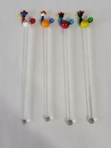 Vintage handgeblasene Kunst Glashahn Swizzle Sticks Getränk Rührer 4 - Bild 1 von 11