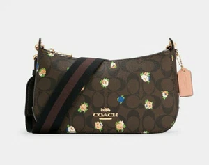 Coach Jes Baguett Crossbody In Signature Canvas W/ Vintage Mini Rose Print ~NWT~ - Picture 1 of 4