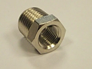 Airbrush Hose Adaptor reducer Male 1/4" Bsp to 1/8"Bsp Fem in Nickel Plated Bras - Picture 1 of 2