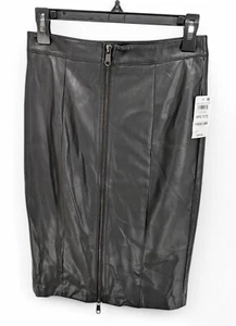 Gonna midi Bar III donna Petite ecopelle zip davanti nera 6P $59,50 - Foto 1 di 4