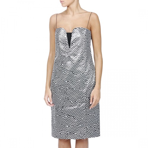 Abito stampato a zig zag Kenzo nero e argento taglia 40