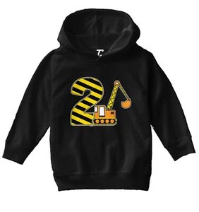 2nd Birthday - Digger Excavator Construction Vehicle Toddler/Youth Hoodie - Picture 1 of 12