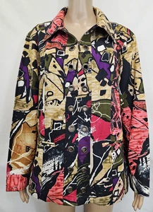 UNITS WOMAN Art Jacke Größe 1X Large mehrfarbig Ösen durchgehender Reißverschluss Shacket - Bild 1 von 16