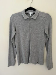 REISS Fern Grey Zip Neck Polo Long Sleeved Polo Shirt SZM / UK10 - Picture 1 of 13