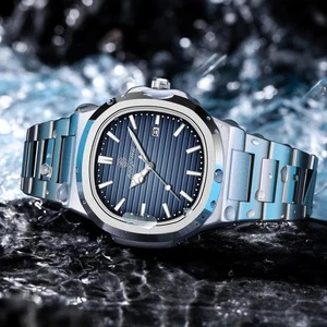 Blue Dial Nautilus Style Watch - Quartz - UK Stock & Fast Deliver - Picture 1 of 8