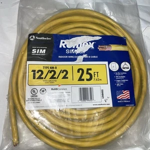 Southwire 12/2/2 (4 Conductor + Gnd) AWG Type NMB Romex SIMpull Copper Wire 25ft - Picture 1 of 2