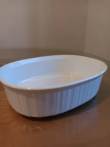 Corning Ware French White F-12-B Oval Ribbed Casserole 1.8 Liter No Lid - Picture 1 of 8