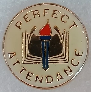 1X Perfect Attendance Gold Tone Enameled Lapel Hat Pin. Book & Torch. Multiples! - Picture 1 of 3