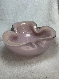 Alfredo Barbini Murano Pink Gold Accents Italian Art Glass Bowl Ashtray Rare - Picture 1 of 12