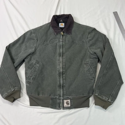 Vintage Carhartt J14 Santa Fe Jacket Mens Small Green Distressed Quilted Duck - Image 1 of 4