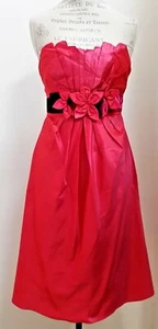 Kay Unger dunkelrosa trägerloses Seidenkleid mit lila Samt Taille Gr. 10 - Bild 1 von 4