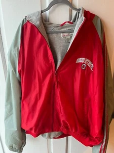 Ohio State windbreaker jacket Men's XXL Steve & Barrys red lined zip hooded OSU - Picture 1 of 4