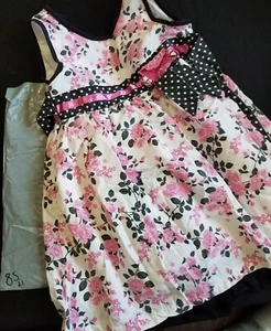 Girls Dress - Pink & Black Floral Dress Size 4 - Picture 1 of 9