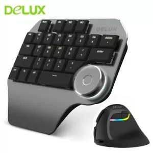 Delux T11 Bluetooth clavier de jeu sans fil souris Combo cadran concepteur Mini - Picture 1 of 11