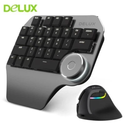 Delux T11 Bluetooth clavier de jeu sans fil souris Combo cadran concepteur Mini - Image 1 of 4