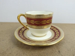 Lenox China USA Demitasse Cup & Saucer L368R Gold Laurel Maroon - Picture 1 of 4
