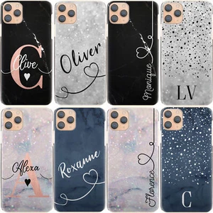 Personalised Initial Phone Case;with Name Blue Marble Hard Cover For Motorola - Picture 1 of 19