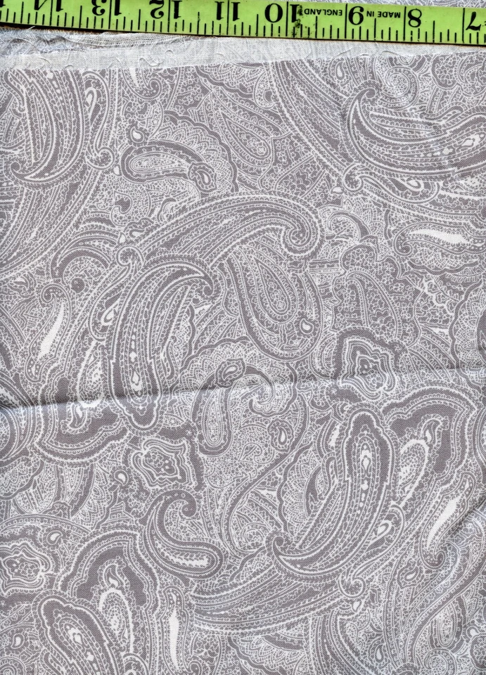 Benartex Mayfair Grey White Paisley Cotton Quilt Quilting Sewing Fabric 1+Yds! - Image 1 of 1