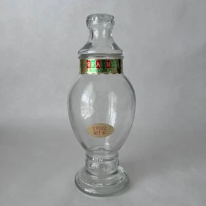 Vintage Brachs Glass Candy Jar Empty Apothecary Burgundy Label Candy Store 10.5" - Picture 1 of 8