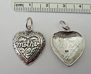 1 Plata Esterlina 22x18mm Elegante Corazón dice Madre Dije cóncavo en la parte posterior - Imagen 1 de 1