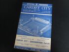 Cardiff City v Grasshoppers Zurich 5th Oct 1960 Football Programme C29