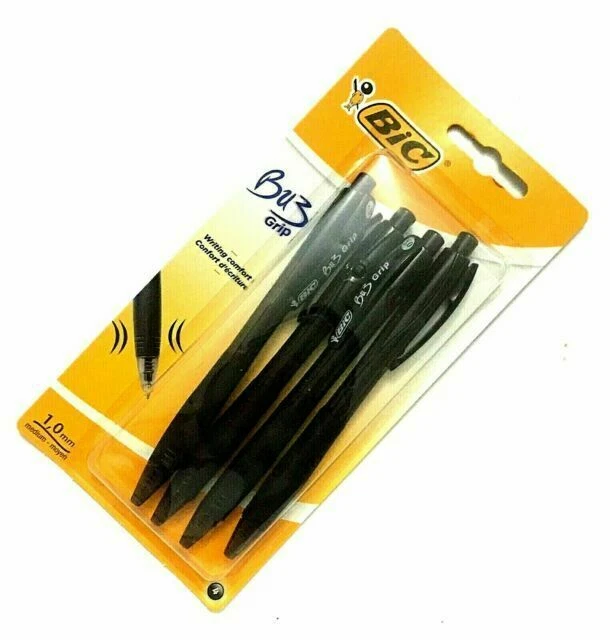 BIC Bu3 Grip 1.0mm Retractable Ball Pen - Black (4 Pack)