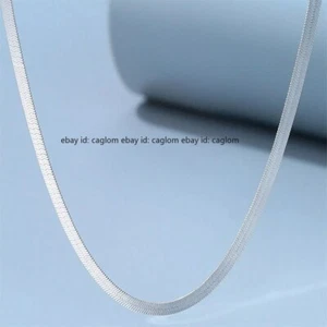 Pure Platinum 950 Chain Women Lucky 2.4mm Flat Snake Necklace 6.5-6.7g/17.7inch - Picture 1 of 8