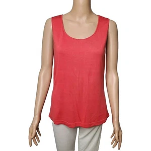 LAFAYETTE 148 NY L Cashmere Blend Top Coral Knit Stretch Sleeveless Shell Tank - Picture 1 of 5