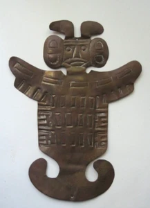 Vintage AZTEC MAYAN INCA GOD Hand-made Metal Folk Art - Picture 1 of 5