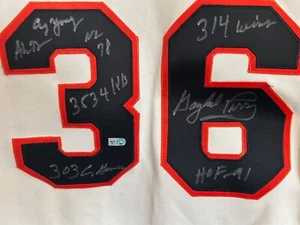 Gaylord Perry HOF Signed Auto Career key Stat (6) JERSEY MLB Authentic +Yearbook - Picture 1 of 11