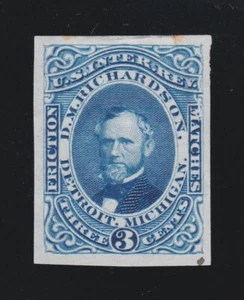 US RO157P3 3c D.M Richardson Match Proof on India Paper SCV $80 - Picture 1 of 2