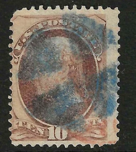 Sc #150 BLUE CROSSROADS Cancel 10 Cent Jefferson Banknote 1871-1879 US 76E22 - Picture 1 of 2
