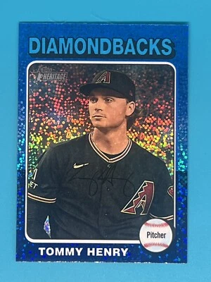 2024 Topps Heritage Blue Speckle #90 Tommy Henry Arizona Short Print - Image 1 of 2