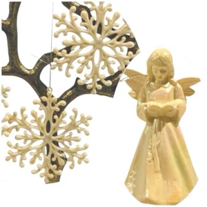 VTG 1980’s 2 Angels & 9 Snowflake Christmas Ornaments Acrylic Ivory Pearl Finish - Picture 1 of 13