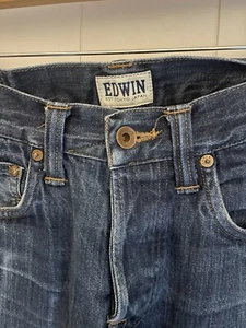 EDWIN ED 55 Men's Relaxed Tapered Dark Blue Jeans Button Fly Size W30” L32 £160 - Picture 1 of 6