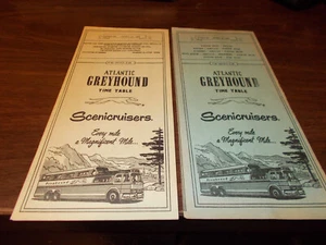 1957 Atlantic Greyhound Bus Lines Timetables / 2 different for one Money - Picture 1 of 1