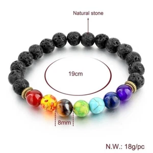 Colorful 7 Chakra Natural Stone Anxiety Relief Yoga Bracelet For Men And Women - Picture 1 of 6