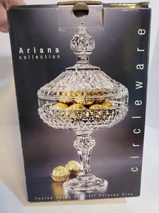 New Circleware Crystal Glass Diamond Cut 12 x 6 Candy Snack Dish Bowl - Picture 1 of 4