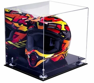 Estuche de exhibición de casco espejo de carreras de motocross con elevadores plateados (A024-SR) - Imagen 1 de 2