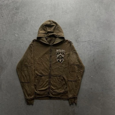 Sudadera con capucha vintage con cremallera Affliction para hombre XL verde Y2K años 2000 alas de ángel cruzado  Foto 1 de 4