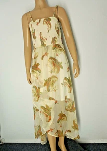 VINCE CAMUTO Dress Small yellow colorful print Hi Low hem shirred bodice NWT - Picture 1 of 6