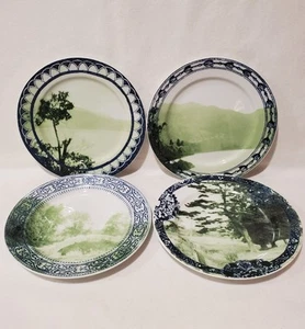 4 Anthropologie Landscape Nature Trees 8-1/4” Salad/Dessert Plates Green Blue - Picture 1 of 6