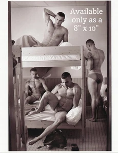 Handsome Soldiers Waking Up N Military Barracks Gay Int. B&W 8x10 Photo Reprint - Picture 1 of 1