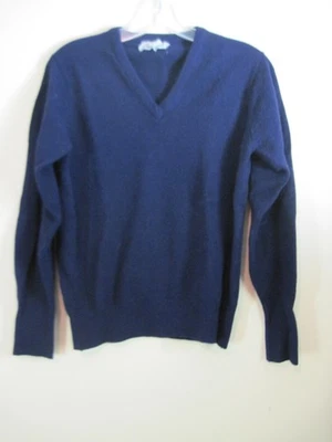 Vintage Ballantyne 100% Cashmere Sweater Navy Blue V-Neck Scotland  Sz S/M EUC - Image 1 of 3