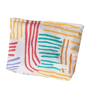 Fashionable Striped Contrast Color Makeup Bag Practical Travel Cosmetic Pouches - Photo 1/8