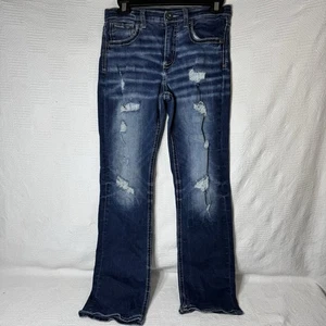 BKE Conner Dark Wash Boys Cut Stretch Distressed Jeans Size 16 - Picture 1 of 9