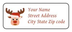 30 Christmas personalized return address labels stickers tags Reindeer - Picture 1 of 2