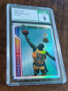1996 Topps Mystery Finest Refractor Shaquille O’Neal #M12 CSG 9 wie PSA - Bild 1 von 3